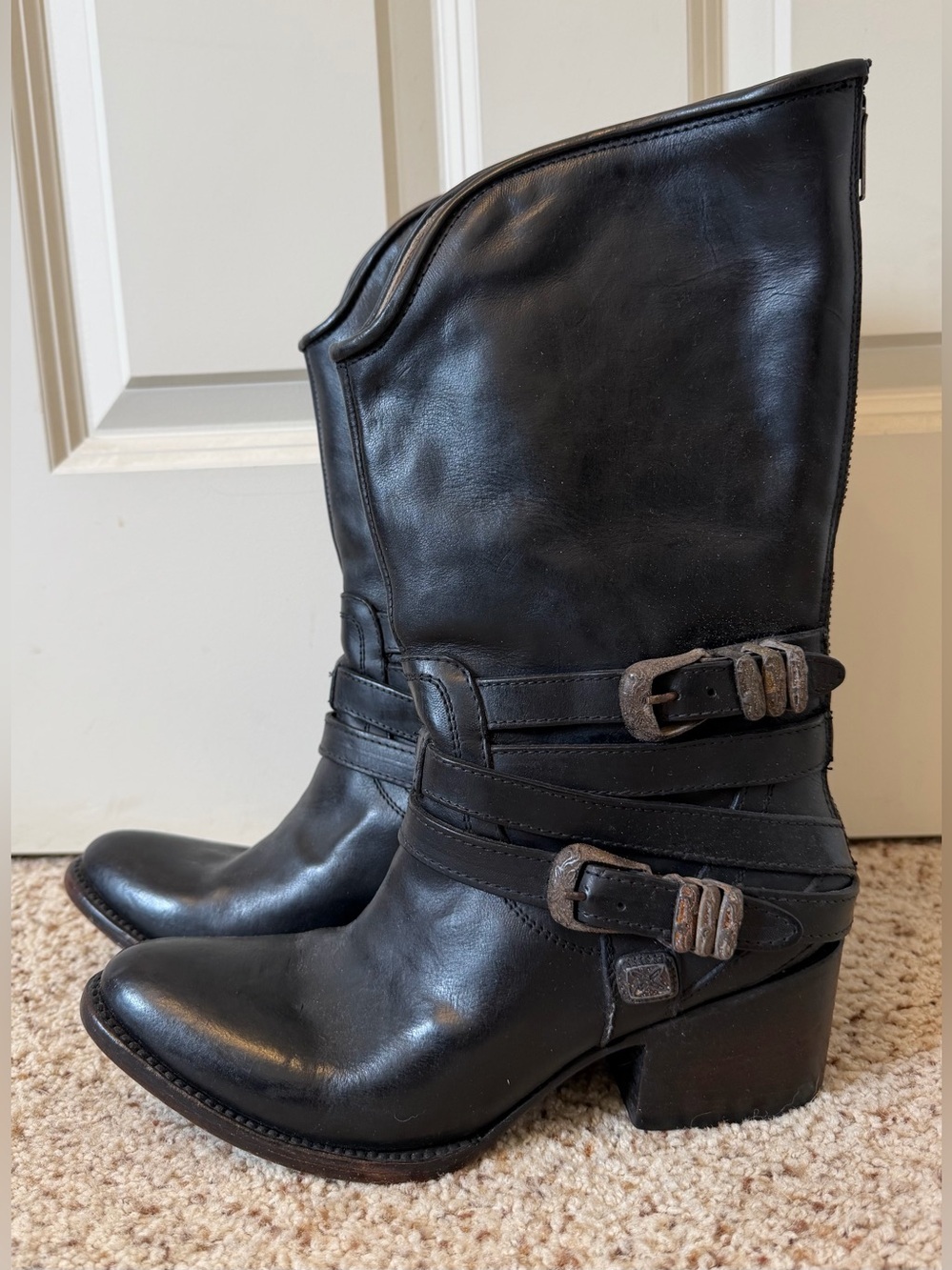 Freebird Pikes Handmade Leather Boots in Black, Size 9